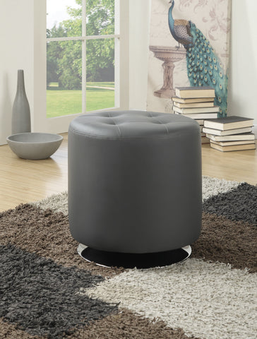Coaster Bowman Round Upholstered Ottoman Grey Model 500555