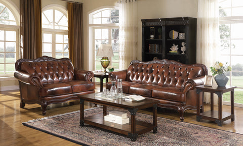 Coaster Victoria Rolled Arm Sofa Tri-tone and Brown Model 500681