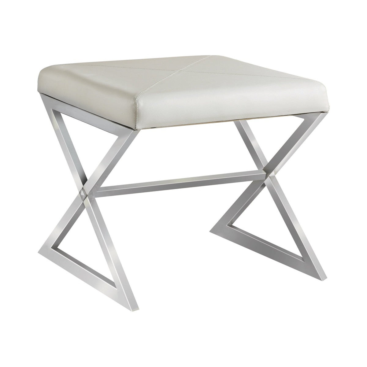 Coaster Rita X-cross Square Ottoman White and Chrome Model 501063