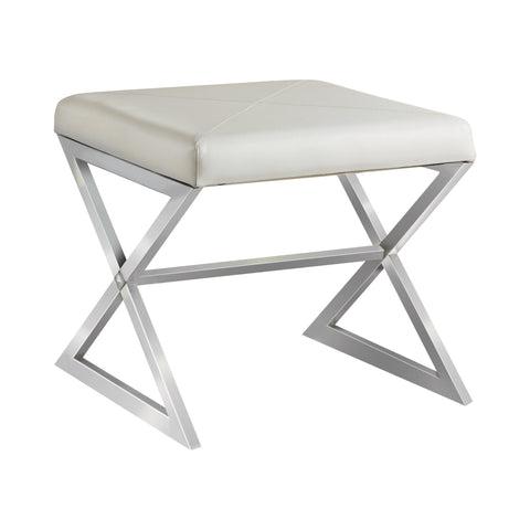 Coaster Rita X-cross Square Ottoman White and Chrome Model 501063