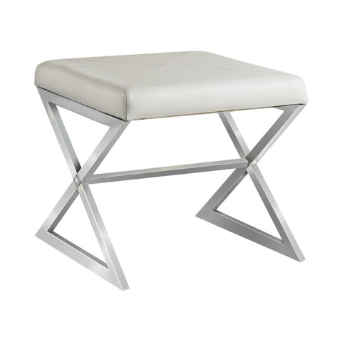 Coaster Rita X-cross Square Ottoman White and Chrome Model 501063