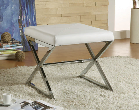 Coaster Rita X-cross Square Ottoman White and Chrome Model 501063