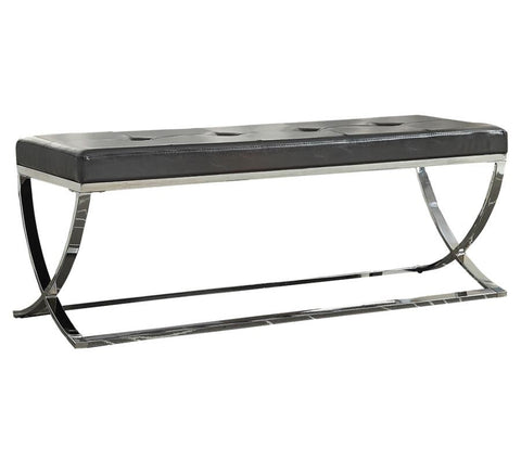 Coaster Walton Rectangle Upholstered Tufted Bench Black Model 501156