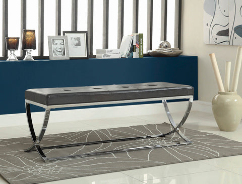 Coaster Walton Rectangle Upholstered Tufted Bench Black Model 501156