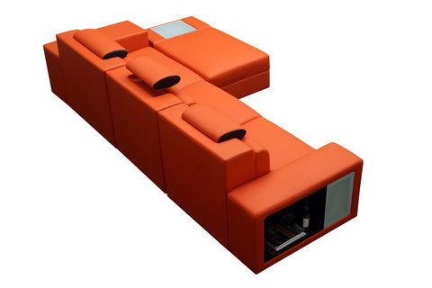Divani Casa Polaris Mini Contemporary Orange Bonded Leather Right Facing Sectional Sofa Model VGEV5022B-ORG