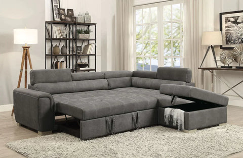 Thelma Gray Polished Microfiber Sectional Sofa Model 50275 By ACME Furniture