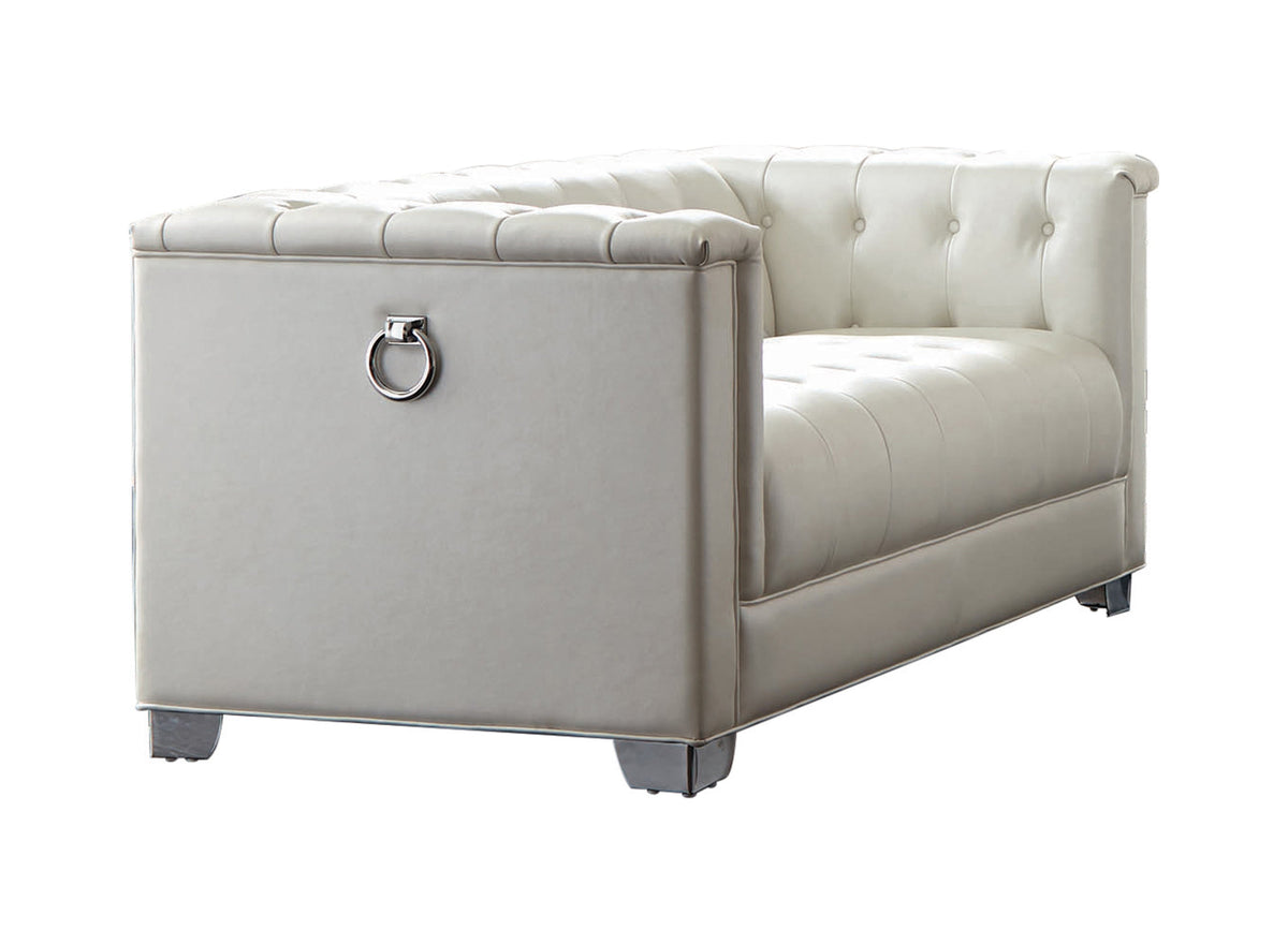 Coaster Chaviano Tufted Upholstered Sofa Pearl White Model 505391