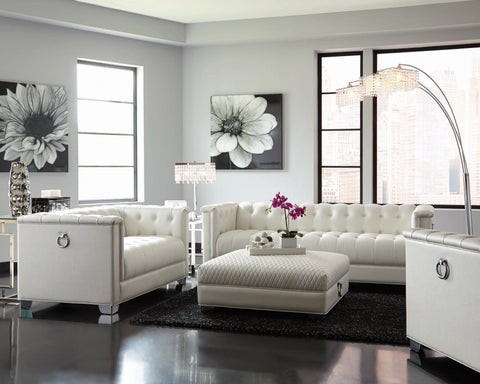 Coaster Chaviano Tufted Upholstered Sofa Pearl White Model 505391
