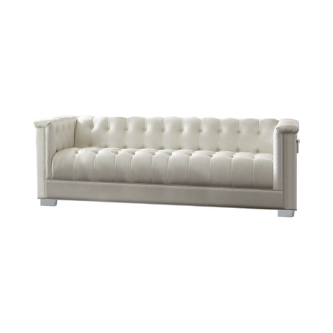 Coaster Chaviano Tufted Upholstered Sofa Pearl White Model 505391