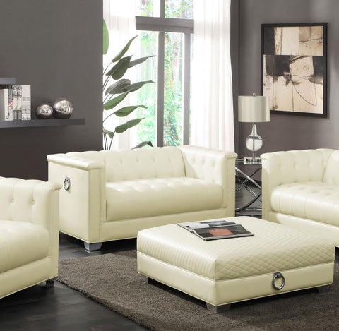 Coaster Chaviano Tufted Upholstered Loveseat Pearl White Model 505392