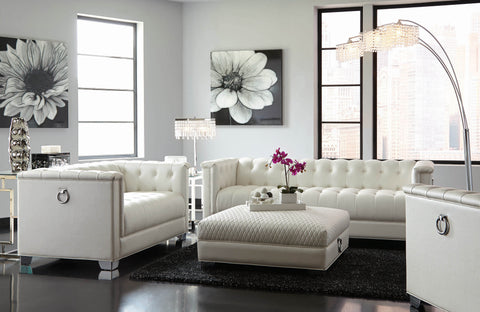 Coaster Chaviano Tufted Upholstered Loveseat Pearl White Model 505392