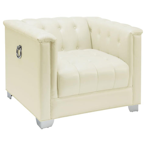 Coaster Chaviano Tufted Upholstered Chair Pearl White Model 505393