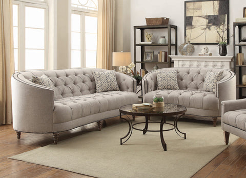 Coaster Avonlea Upholstered Tufted Living Room Set Grey Model 505641-S2