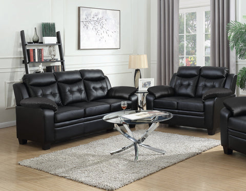 Coaster Finley Upholstered Pillow Top Arm Living Room Set Black Model 506551-S2