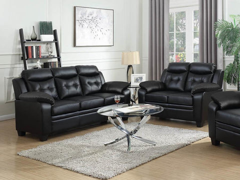 Coaster Finley Upholstered Pillow Top Arm Living Room Set Black Model 506551-S2
