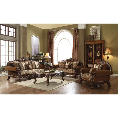 ACME Jardena Pattern Fabric & Cherry Oak Finish Jardena Sofa Model 50655