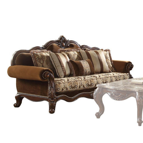 ACME Jardena Pattern Fabric & Cherry Oak Finish Jardena Sofa Model 50655