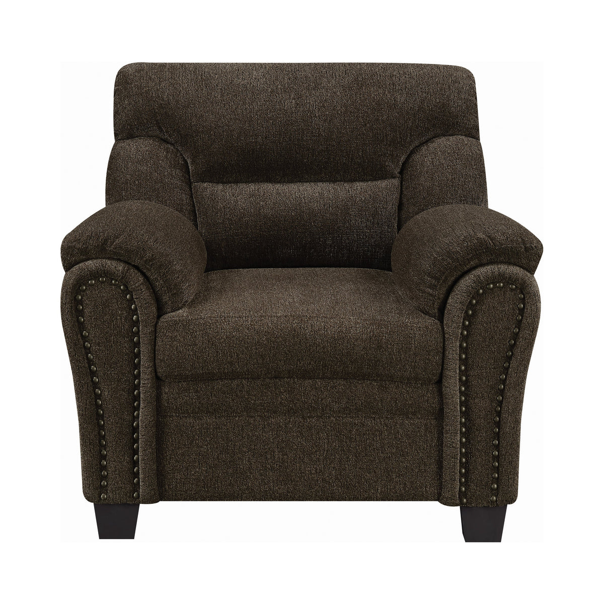 Coaster Clementine Upholstered Chair with Nailhead Trim Brown Model 506573