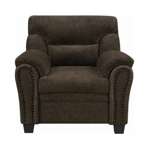 Coaster Clementine Upholstered Chair with Nailhead Trim Brown Model 506573