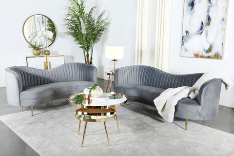 Coaster Sophia 2-piece Upholstered Living Room Set with Camel Back Grey and Gold Model 506864-S2