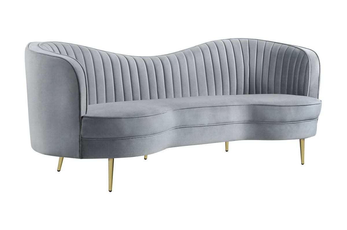 Coaster Sophia Upholstered Sofa with Camel Back Grey and Gold Model 506864