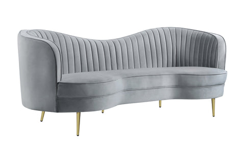 Coaster Sophia Upholstered Sofa with Camel Back Grey and Gold Model 506864