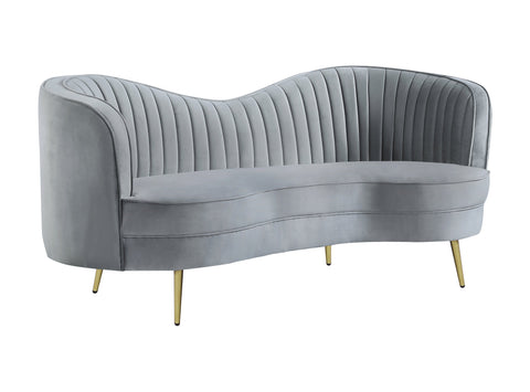 Coaster Sophia Upholstered Sofa with Camel Back Grey and Gold Model 506864