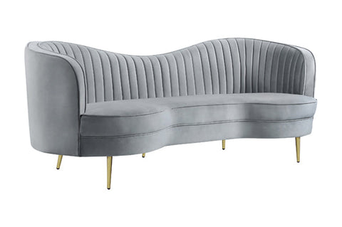 Coaster Sophia Upholstered Sofa with Camel Back Grey and Gold Model 506864