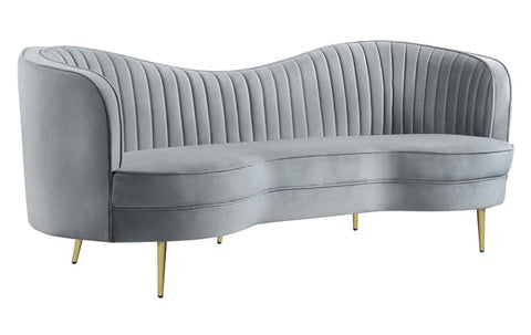 Coaster Sophia Upholstered Sofa with Camel Back Grey and Gold Model 506864