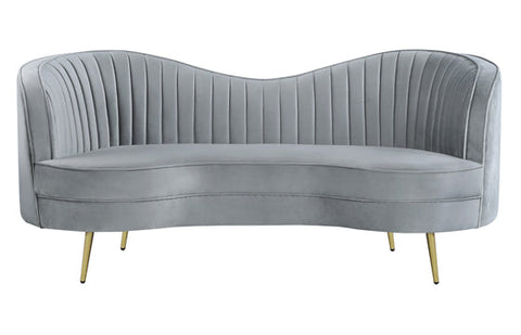 Coaster Sophia Upholstered Loveseat with Camel Back Grey and Gold Model 506865