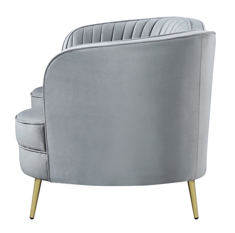 Coaster Sophia Upholstered Loveseat with Camel Back Grey and Gold Model 506865