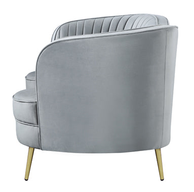 Coaster Sophia Upholstered Loveseat with Camel Back Grey and Gold Model 506865