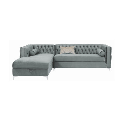 Coaster Bellaire Button-tufted Upholstered Sectional Silver Model 508280