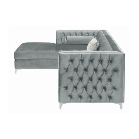 Coaster Bellaire Button-tufted Upholstered Sectional Silver Model 508280