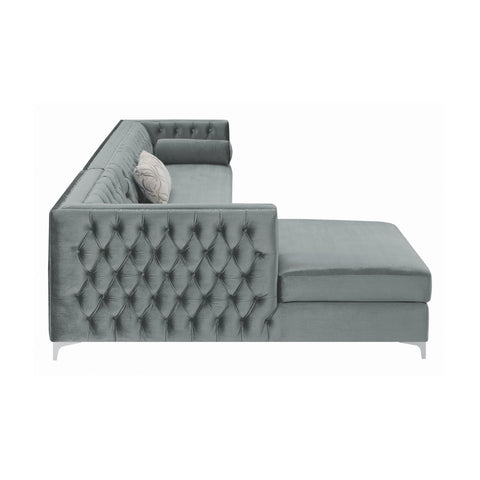Coaster Bellaire Button-tufted Upholstered Sectional Silver Model 508280