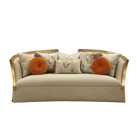 ACME Daesha Tan Flannel & Antique Gold Finish Daesha Sofa Model 50835