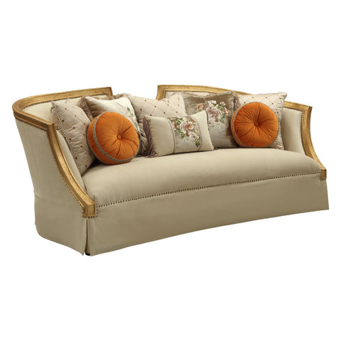 ACME Daesha Tan Flannel & Antique Gold Finish Daesha Sofa Model 50835