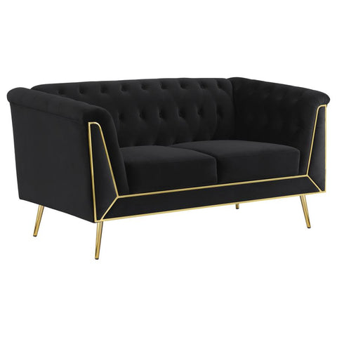 Coaster Holly Tuxedo Arm Tufted Back Loveseat Black Model 508442
