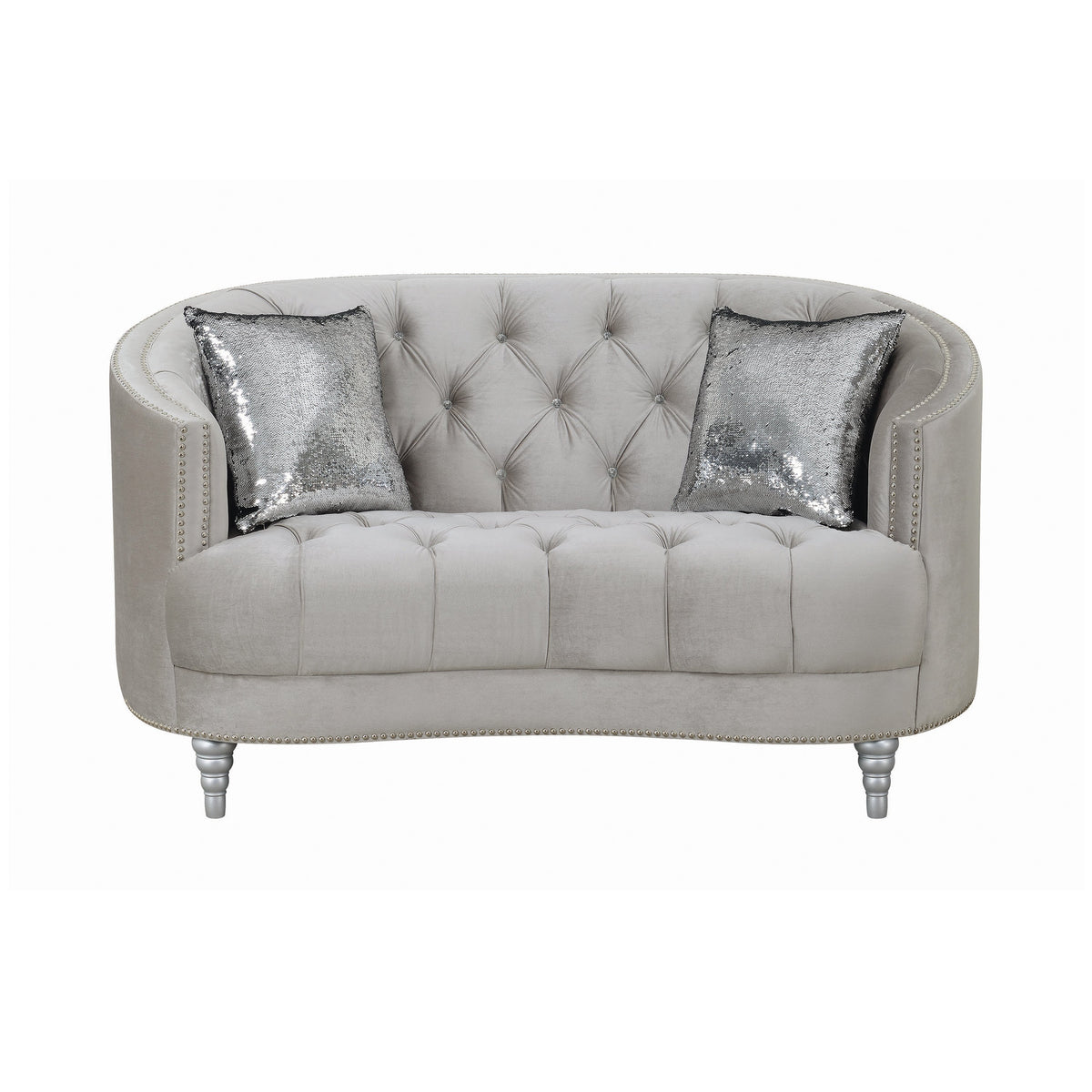 Coaster Avonlea Sloped Arm Tufted Loveseat Grey Model 508462