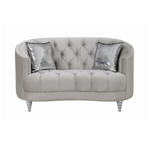 Coaster Avonlea Sloped Arm Tufted Loveseat Grey Model 508462