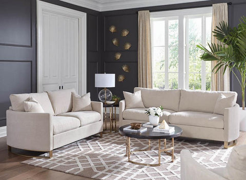 Coaster Corliss 2-piece Arched Arms Living Room Set Beige and Rose Brass Model 508821-S2