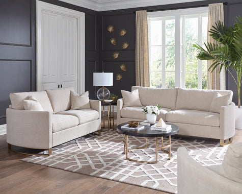 Coaster Corliss Upholstered Arched Arms Sofa Beige Model 508821