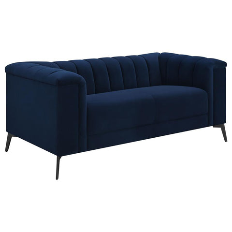 Coaster Chalet Tuxedo Arm Loveseat Blue Model 509212