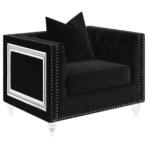 Coaster Delilah Upholstered Tufted Tuxedo Arm Chair Black Model 509363