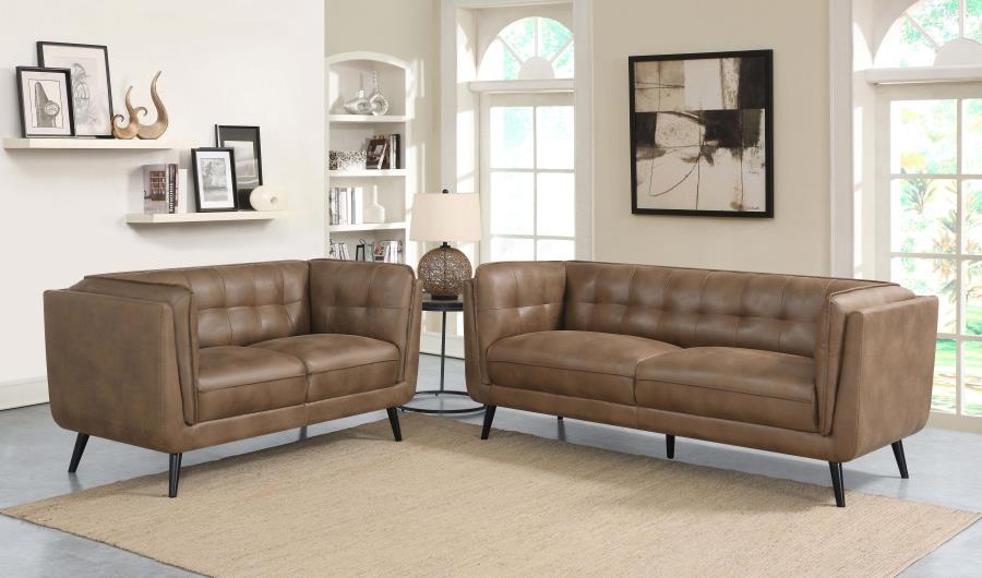 Coaster Thatcher 2-piece Upholstered Button Tufted Living Room Set Brown Model 509421-S2