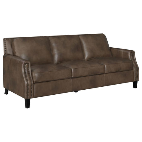 Coaster Leaton Upholstered Recessed Arms Sofa Brown Sugar Model 509441