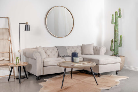 Coaster Cecilia Upholstered Tufted Sectional Oatmeal Model 509457