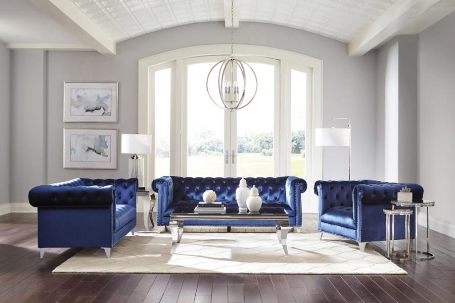 Coaster Bleker 2-piece Tuxedo Arm Living Room Set Blue Model 509481-S2