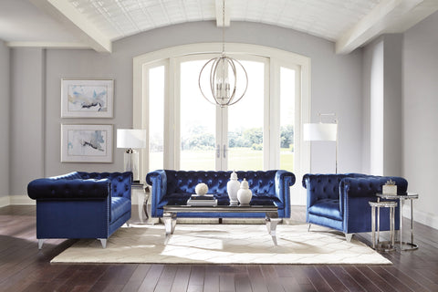 Coaster Bleker Tufted Tuxedo Arm Sofa Blue Model 509481