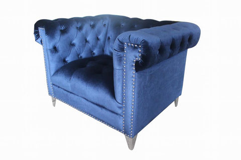 Coaster Bleker Tufted Tuxedo Arm Chair Blue Model 509483